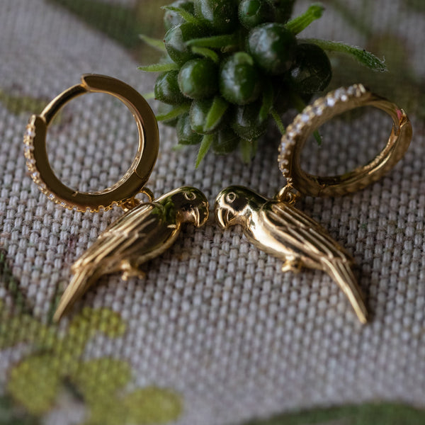 sera sera -jewellery-parrot earring - silver and gold collection