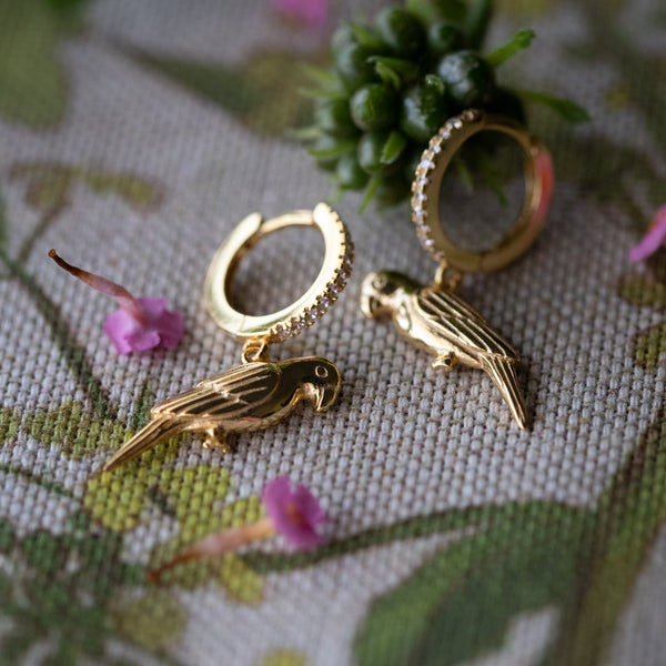 sera sera -jewellery-parrot earring - silver and gold collection