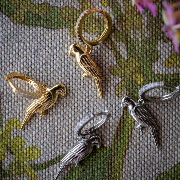 sera sera -jewellery-parrot earring - silver and gold collection
