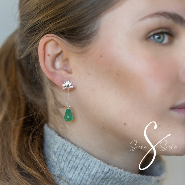 Green Lotus - Drop Earring