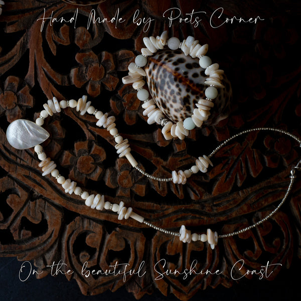 Sand Drop - Shell Bracelet and Necklace Set