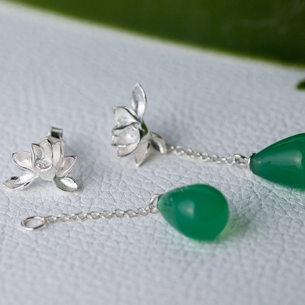 Green Lotus - Drop Earring