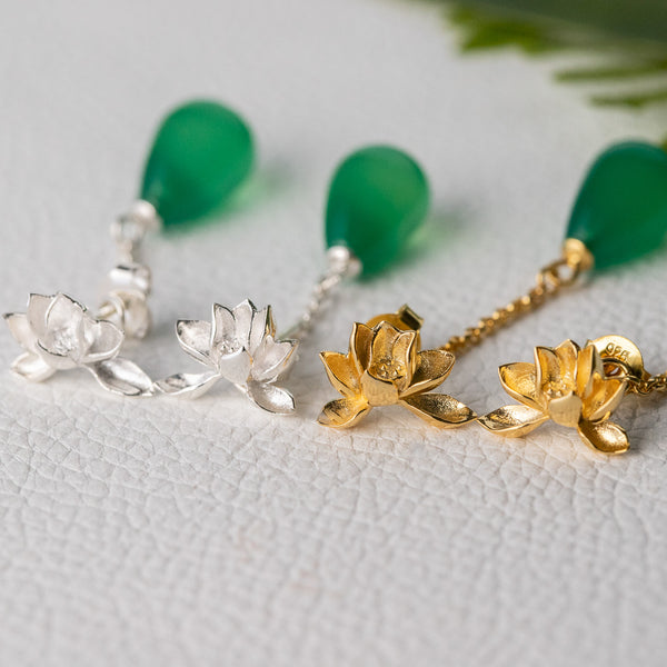 Green Lotus - Drop Earring