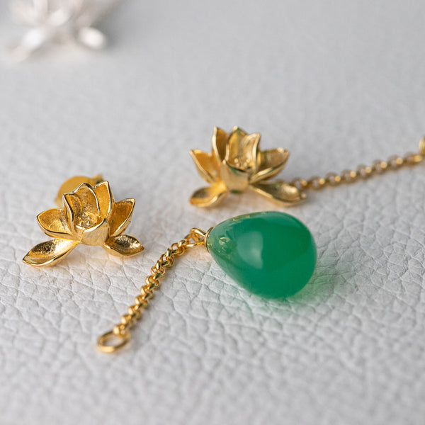 Green Lotus - Drop Earring