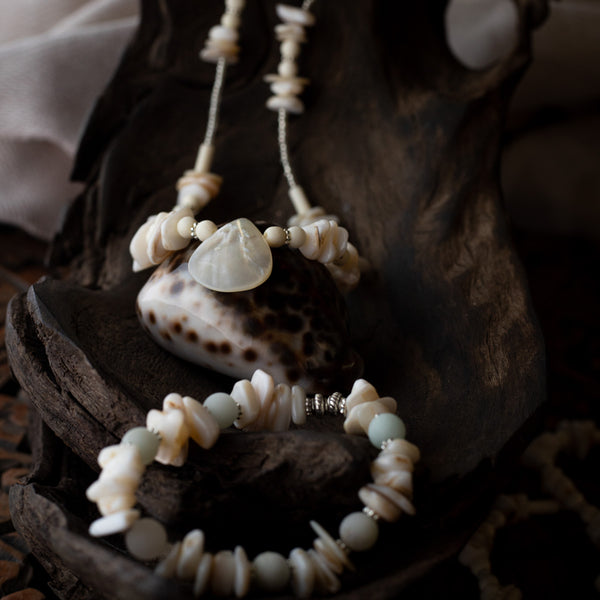 Sand Drop - Shell Bracelet and Necklace Set