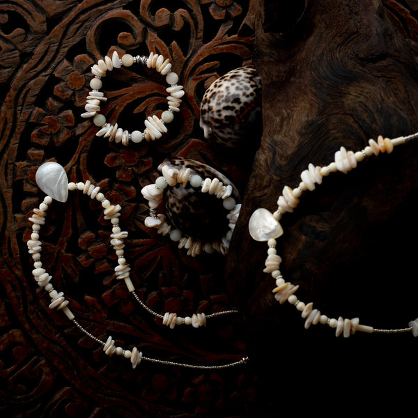 Sand Drop - Shell Bracelet and Necklace Set
