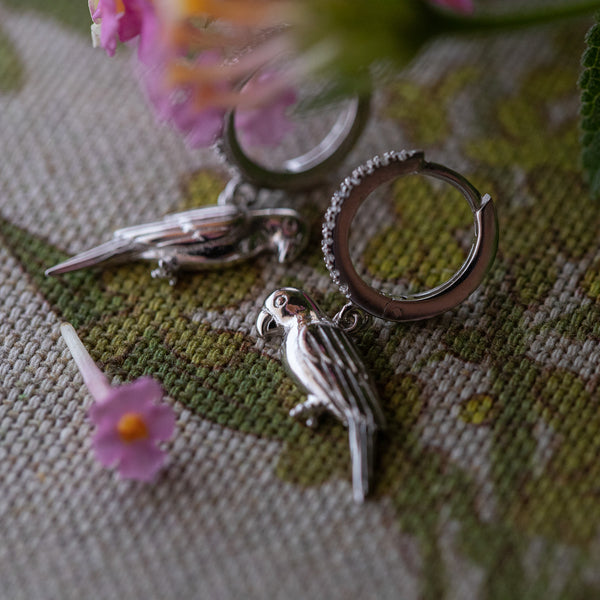sera sera -jewellery-parrot earring - silver and gold collection