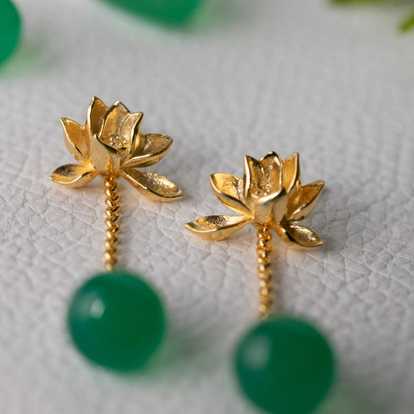 Green Lotus - Drop Earring